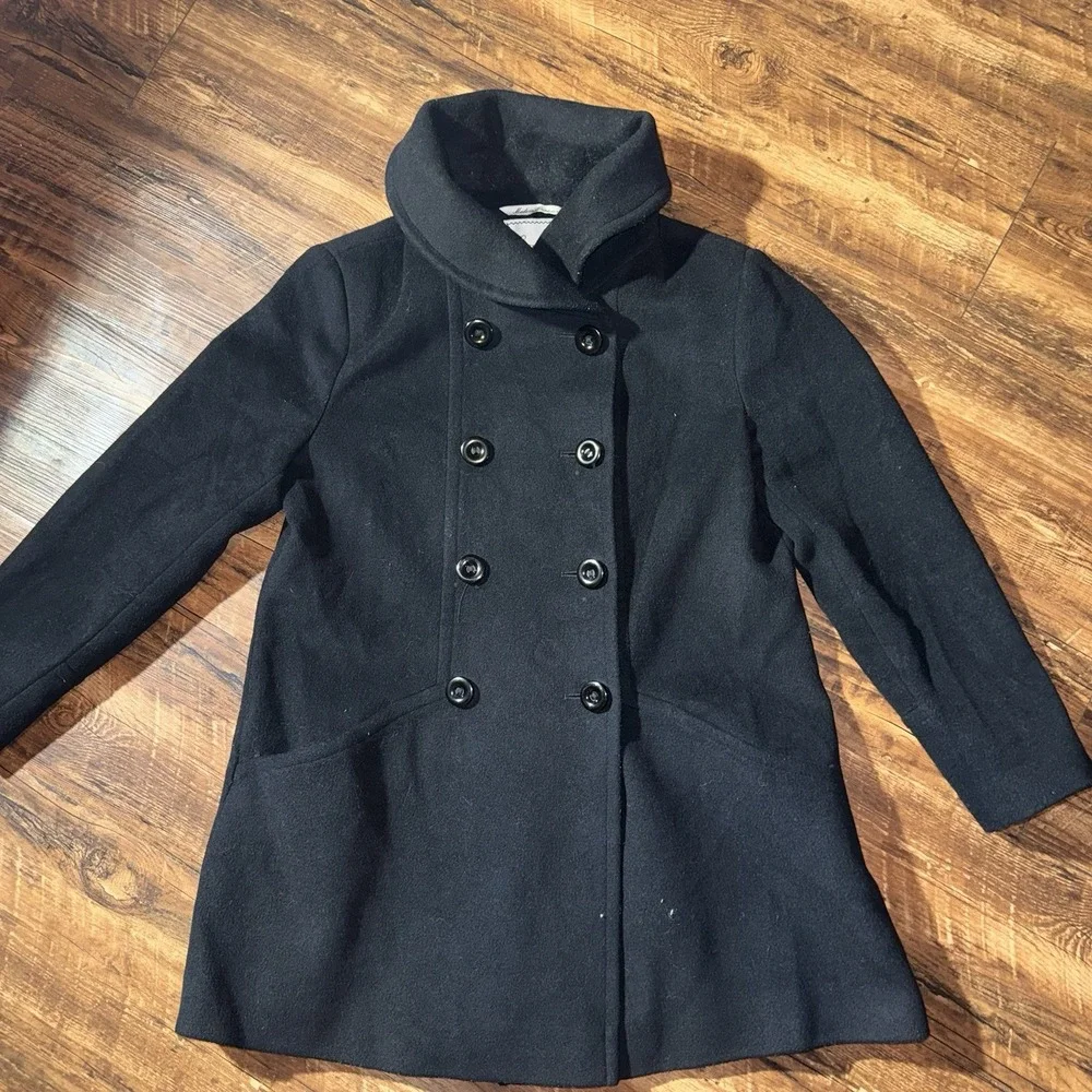 Larry Levine Wool Blend Black Women's Long Size 10P Double Breasted Jacket
